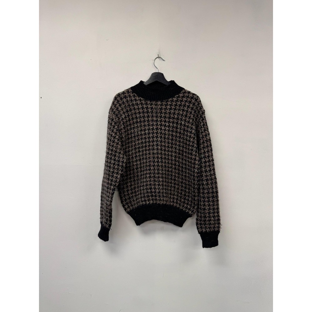 Vintage Mark Shale Sweater‎ Mens Medium Black Wool Mock Neck Chunky Knit 80s